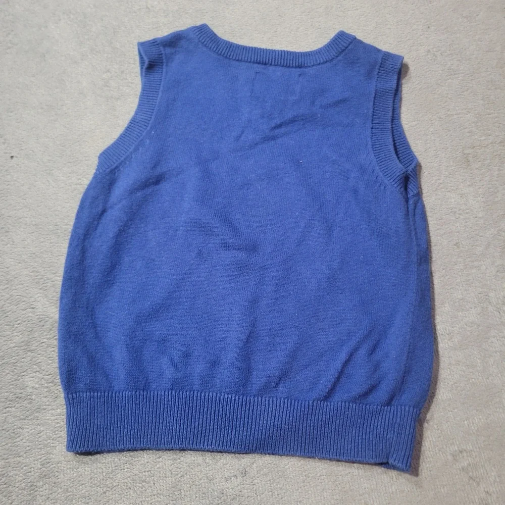 The Children's Place Sweater Vest Unisex 18-24M Blue Argyle Preppy Cotton V-Neck